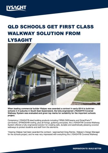 LYS Case Study: Qld Schools get Lysaght Walkway Solution