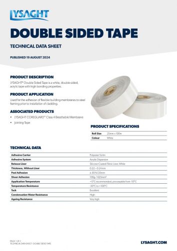 LYSAGHT COREGUARD® Double Sided Tape Technical Data Sheet