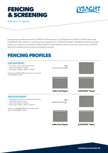 LYSAGHT® Fencing & Screening NSW QLD TAS VIC Flyer