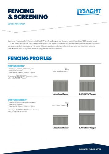 LYSAGHT® Fencing & Screening SA Flyer