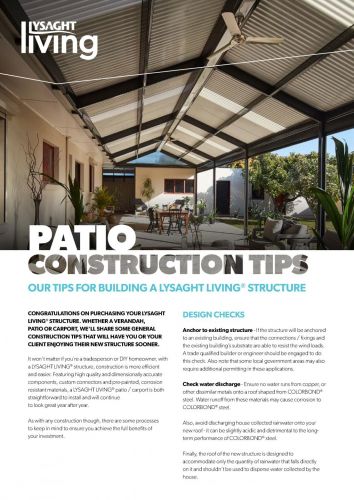 Lysaght Living - Patio Construction Tips