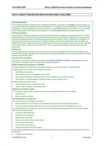 0341p LYSAGHT® Purlins & Girts – in Structural Steel - Worksection Editable