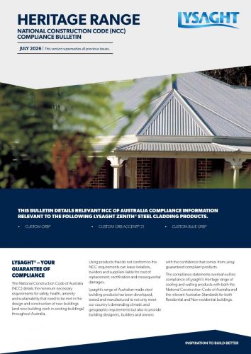 LYSAGHT NCCB03 - NCC Compliance Bulletin - Heritage Range