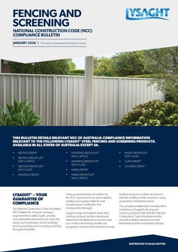 LYSAGHT NCCB07 - NCC Compliance Bulletin - Fencing and Screening