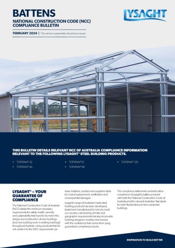 LYSAGHT NCCB09 - NCC Compliance Bulletin - TOPSPAN® Battens