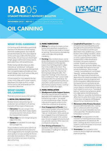 LYSAGHT® Product Advisory Bulletin PAB05 Oil Canning