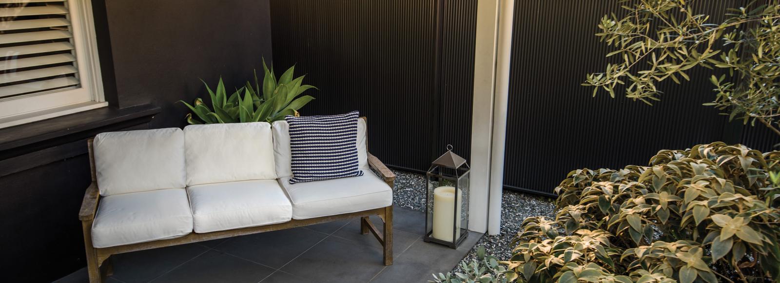 MINISCREEN fencing made from COLORBOND steel in colour Woodland Grey