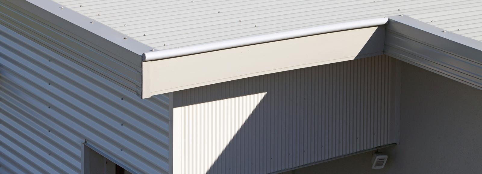 Architectural view of COLORBOND® steel roof and fascia on modern corrugated exterior