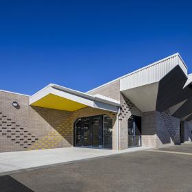 Community building with SPANDEK® steel walling manufactured from COLORBOND steel Surfmist