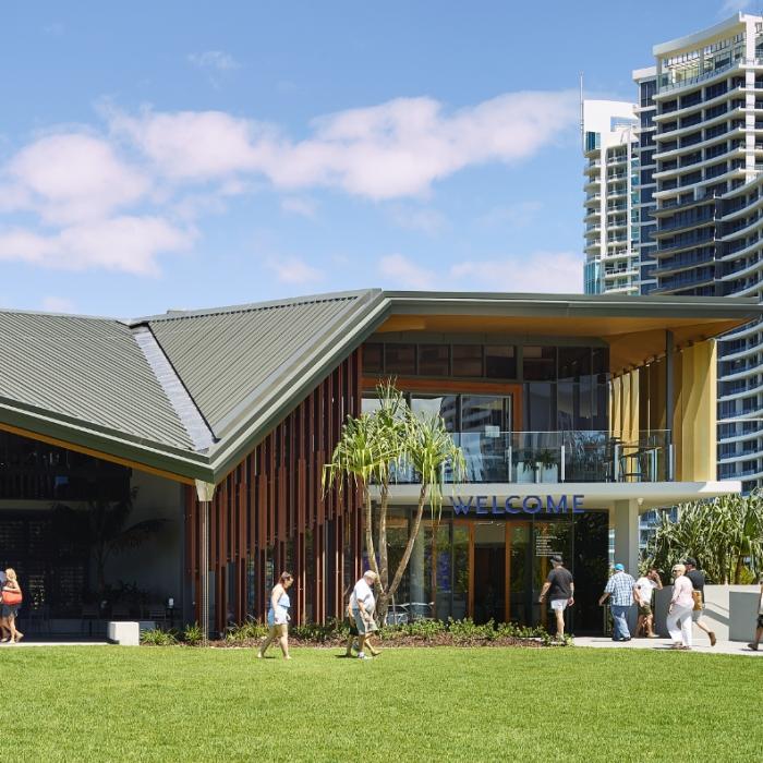 Surf club with KLIP-LOK 700 steel roofing manufactured from COLORBOND Ultra steel in colour Dune