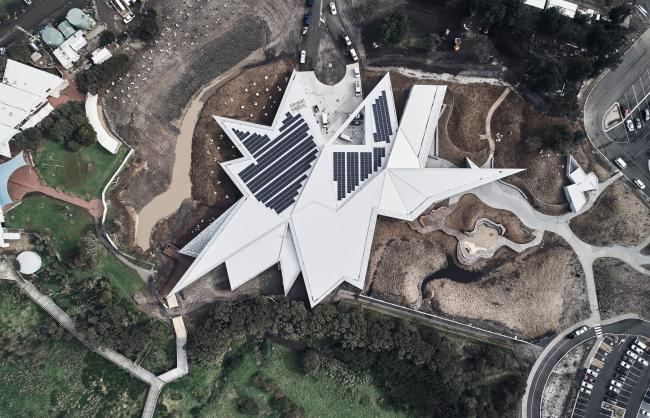 Visitors centre with KLIP-LOK 700 steel roofing manufactured from COLORBOND Metallic steel in colour Cosmic