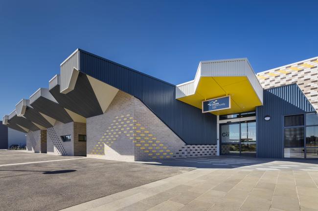 Community building with SPANDEK® steel walling manufactured from COLORBOND steel Deep Ocean