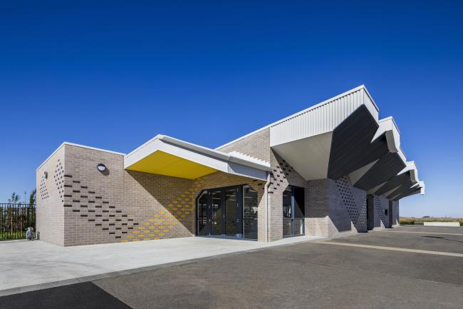Community building with SPANDEK® steel walling manufactured from COLORBOND steel Surfmist