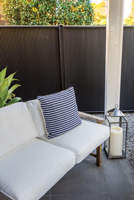 MINISCREEN fencing made from COLORBOND steel in colour Woodland Grey