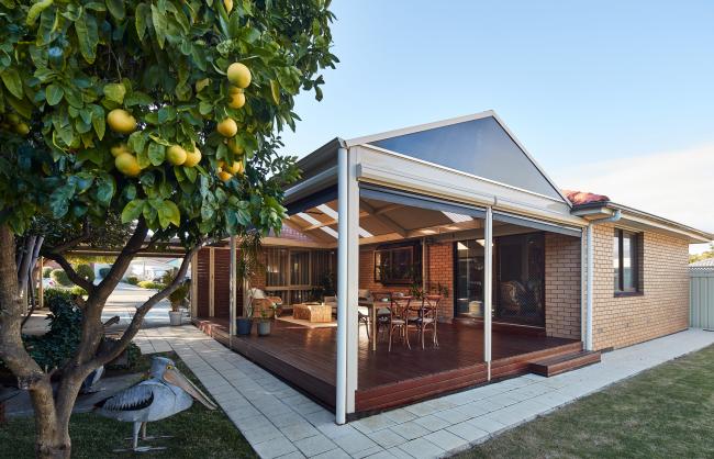 Pitched patio using Custom Orb®