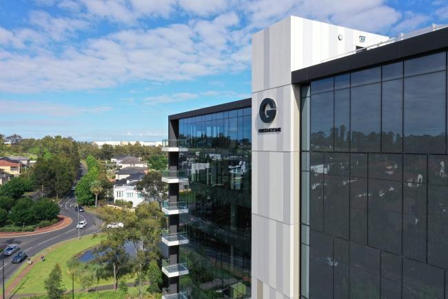 Azure facade panel in monument