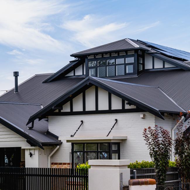 Myrtle Bank - Roof and Render with custom orb roofing in monument
