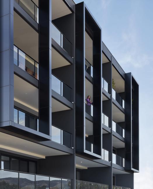 Azure facade panel in monument