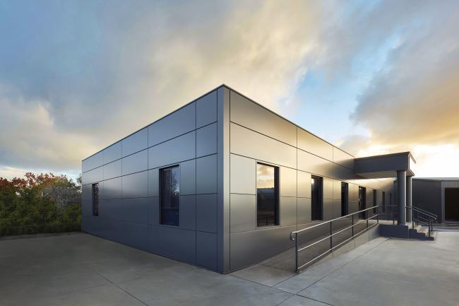 Azure facade panel in monument