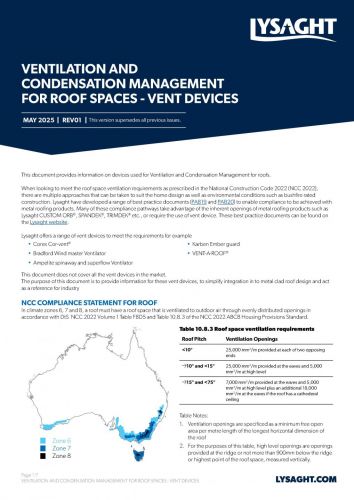 Ventilation and Condensation Management for Roof Spaces - VENT DEVICES